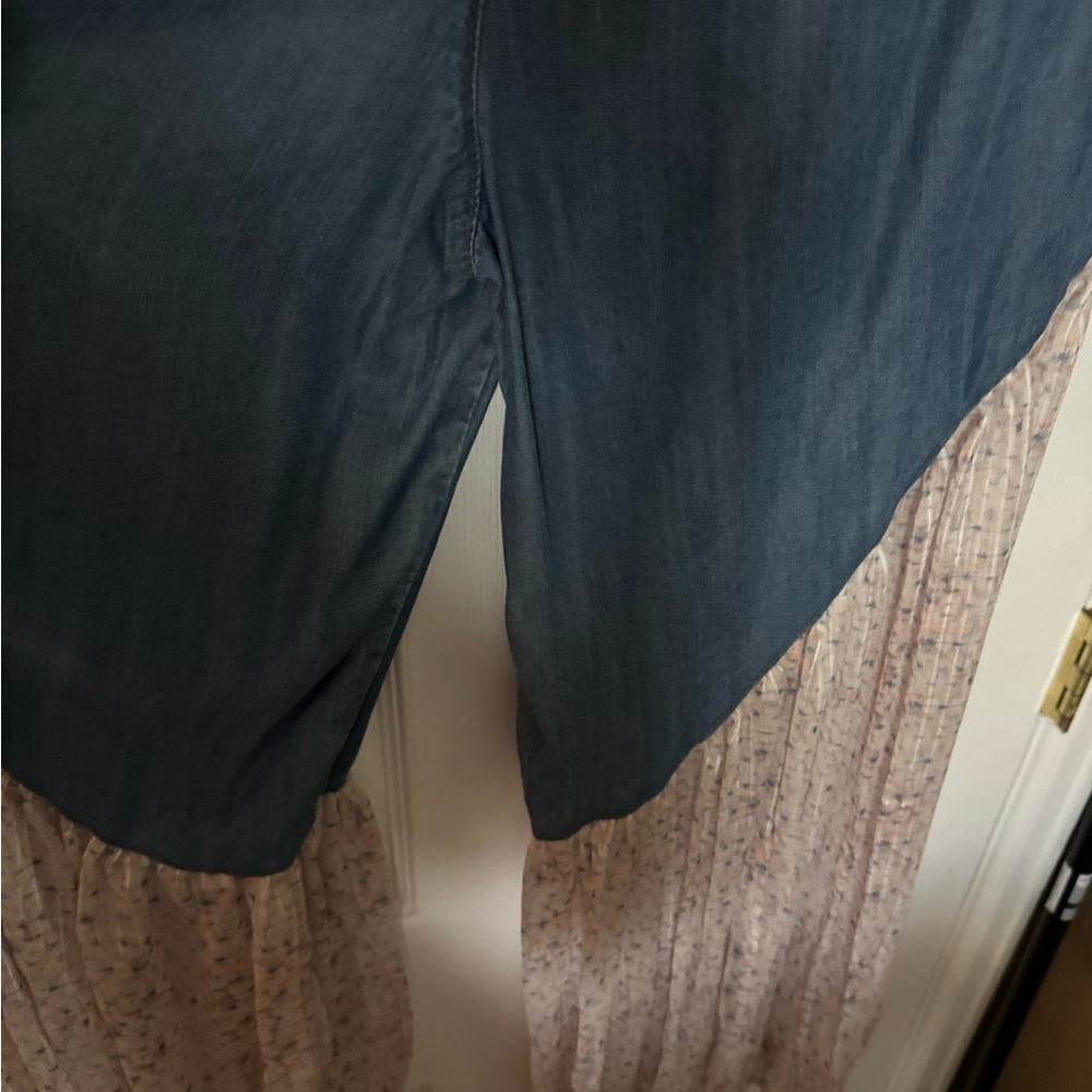 Flowing dress-pants Denim w sheer accent